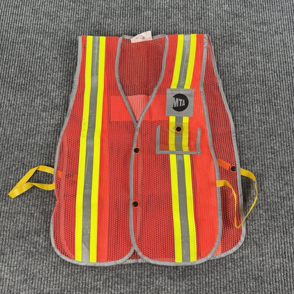 MTA New York City Transit Vest Reflective Mesh Utility Subway Worker Orange 2009